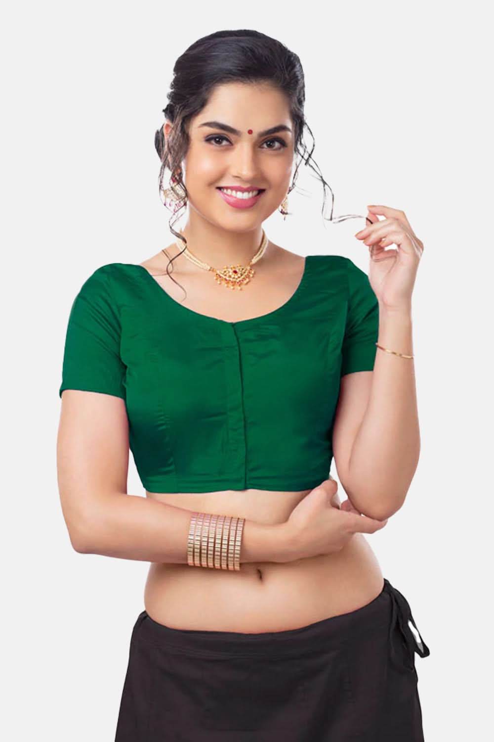 Naidu Hall Princess Cut Short Sleeve Front Open Silk Cotton Blouse - Naidu Hall Family Store