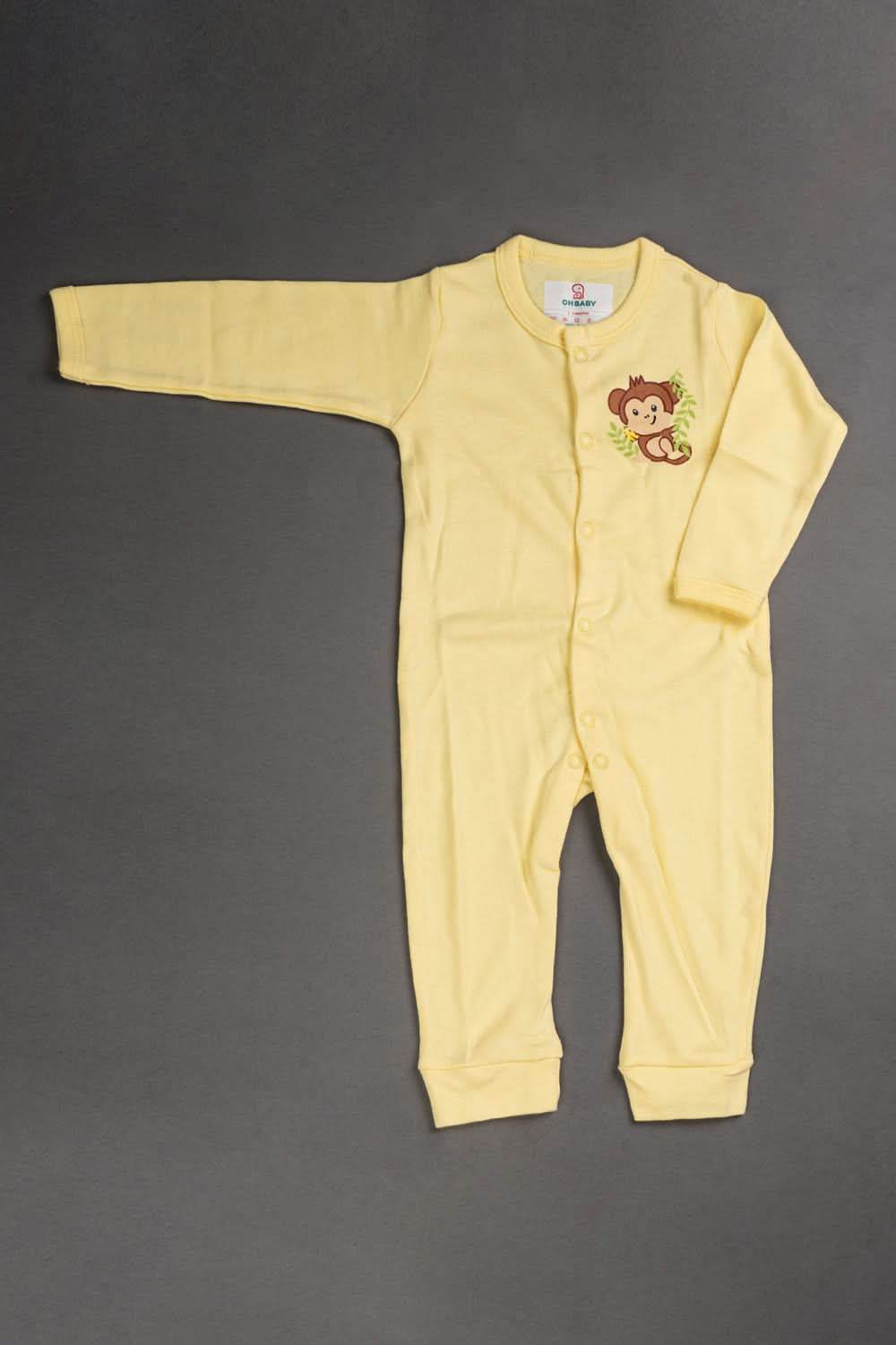 Oh Baby Cotton Interlock Knit Animal Print Body Suit Pack Of - 2 - Yellow & Assorted - S203 - Naidu Hall Family Store