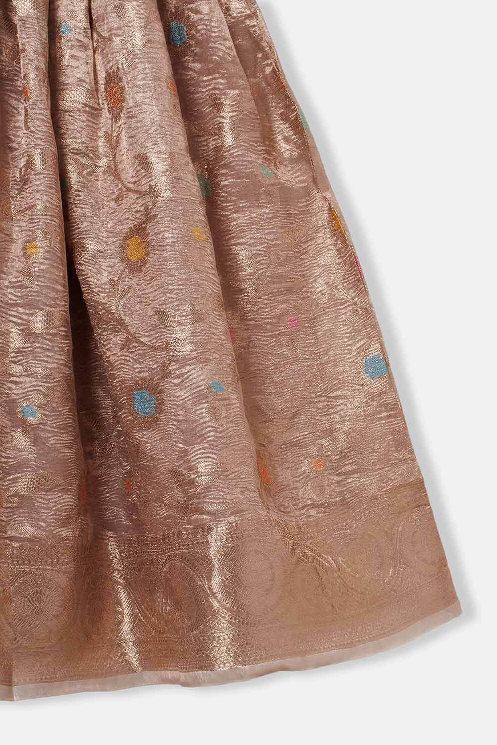 Chittythalli Girls Traditional Pavadai Set – Sweetheart Neck Pleated Top with Box-Pleated Skirt | Ethnic Wear - Copper - PS81 - Naidu Hall Family Store