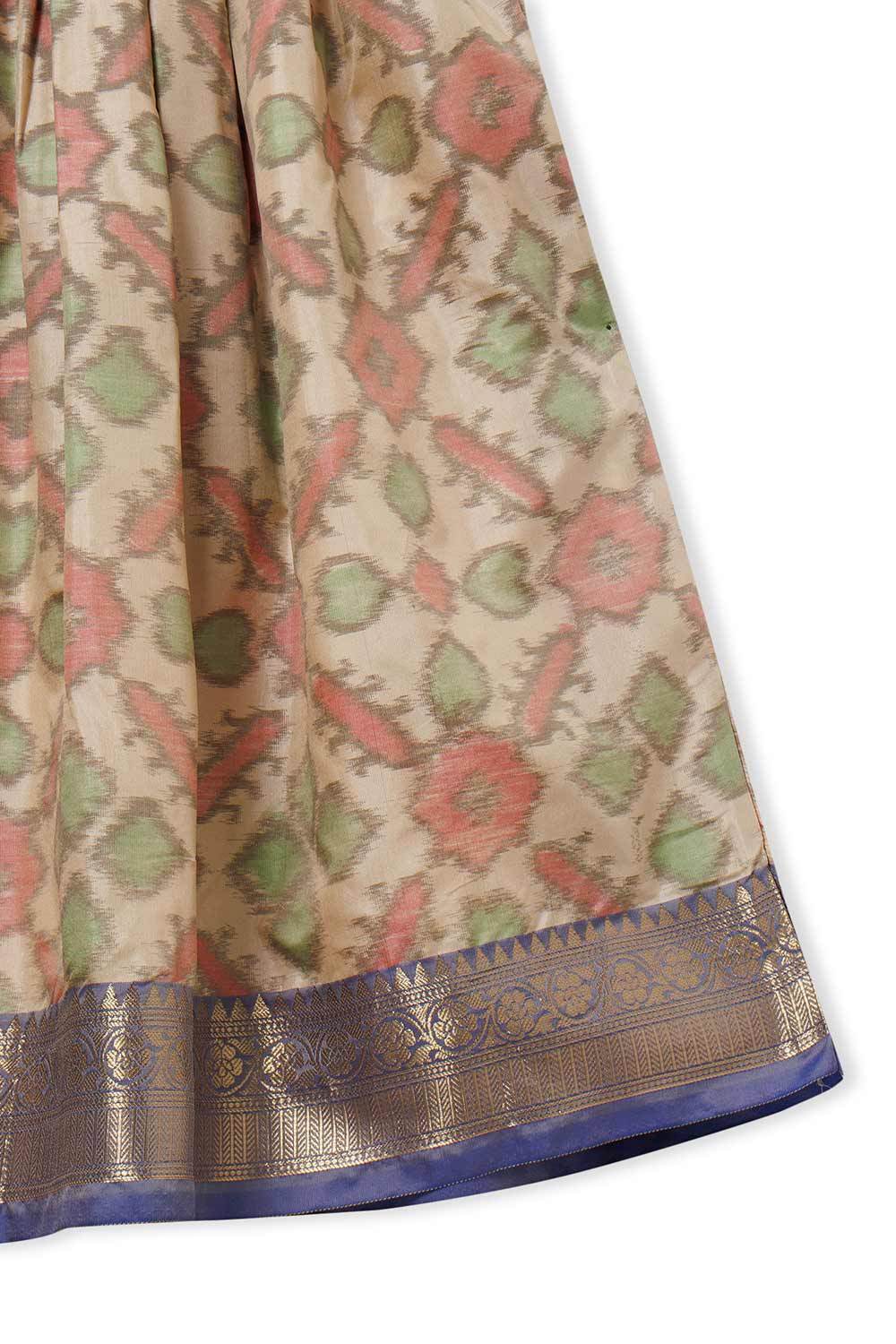 Chittythalli Girls’ Pavadai Set – V-Neck Embroidered Top with Puff Sleeves & Box-Pleated Brocade Skirt - Red - PS38 - Naidu Hall Family Store