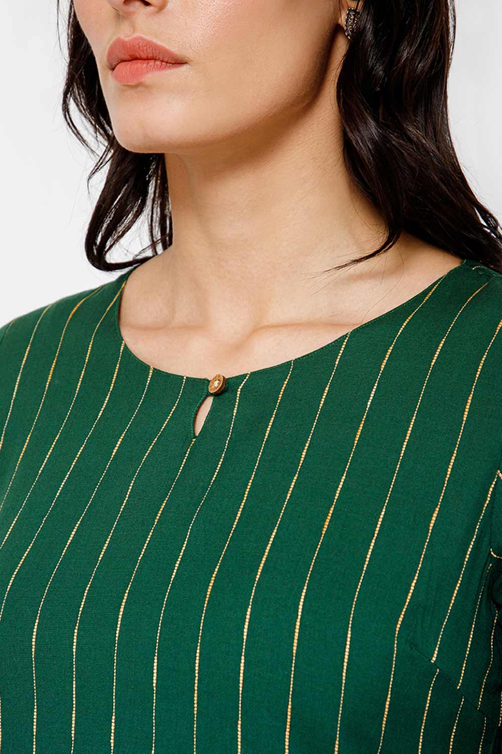 Mythri Women Knee Length Straight Kurtha - Green - KU34