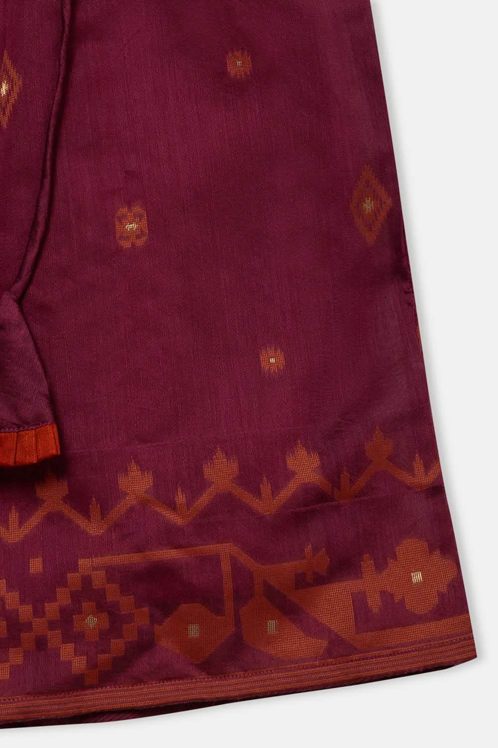 Chittythalli Girls 3-Piece Pavadai Set Spaghetti Strap Inner Box Pleat Skirt Embroidered Overcoat - Brown - PS74 - Naidu Hall Family Store