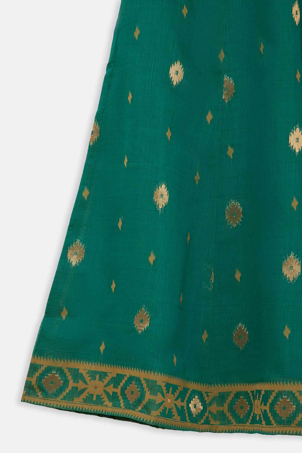 Chittythalli Traditional Girls Pavadai Set Three-Pointed Neck Blouse with Flared Skirt - Green - PS87 - Naidu Hall Family Store