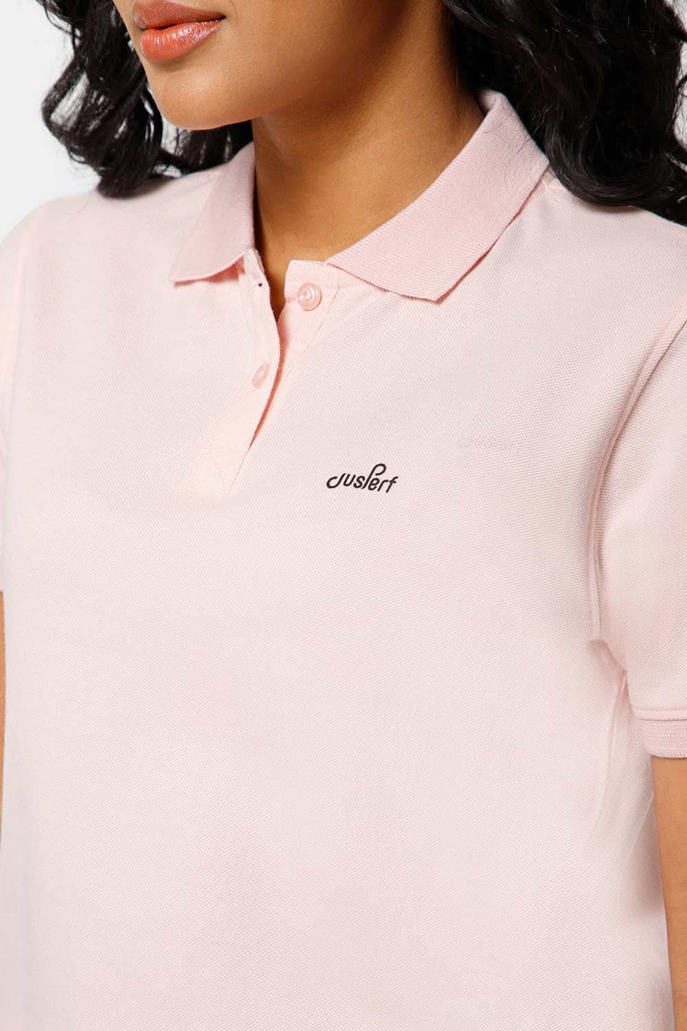 Jusperf Women Half Sleeve Polo Neck T-shirt - Pink - SJD5