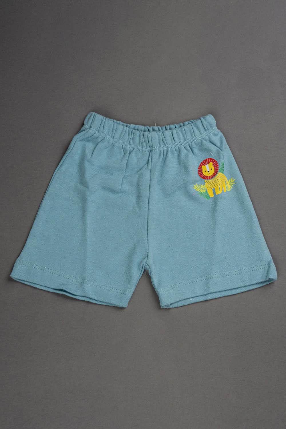 Oh Baby Cotton Interlock Knit Animal Print Shorts Pack Of - 2 - Blue & Assorted - R202 - Naidu Hall Family Store