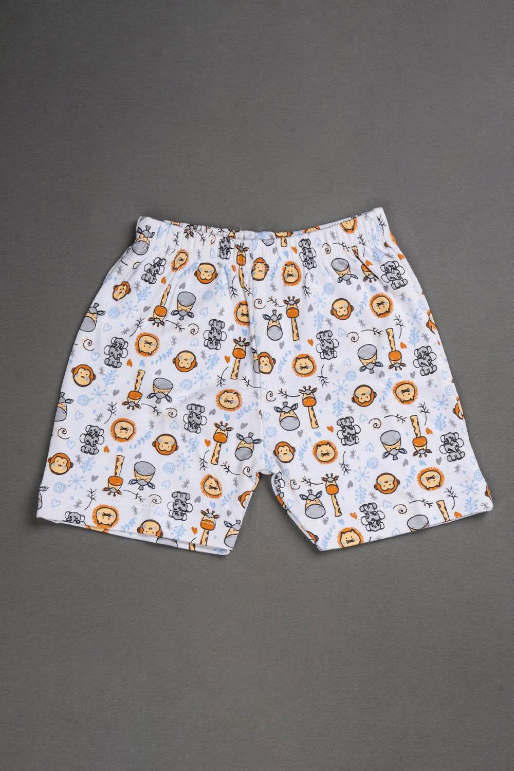 Oh Baby Cotton Interlock Knit Animal Print Shorts Pack Of - 2 - Sky Blue & Assorted - R204 - Naidu Hall Family Store