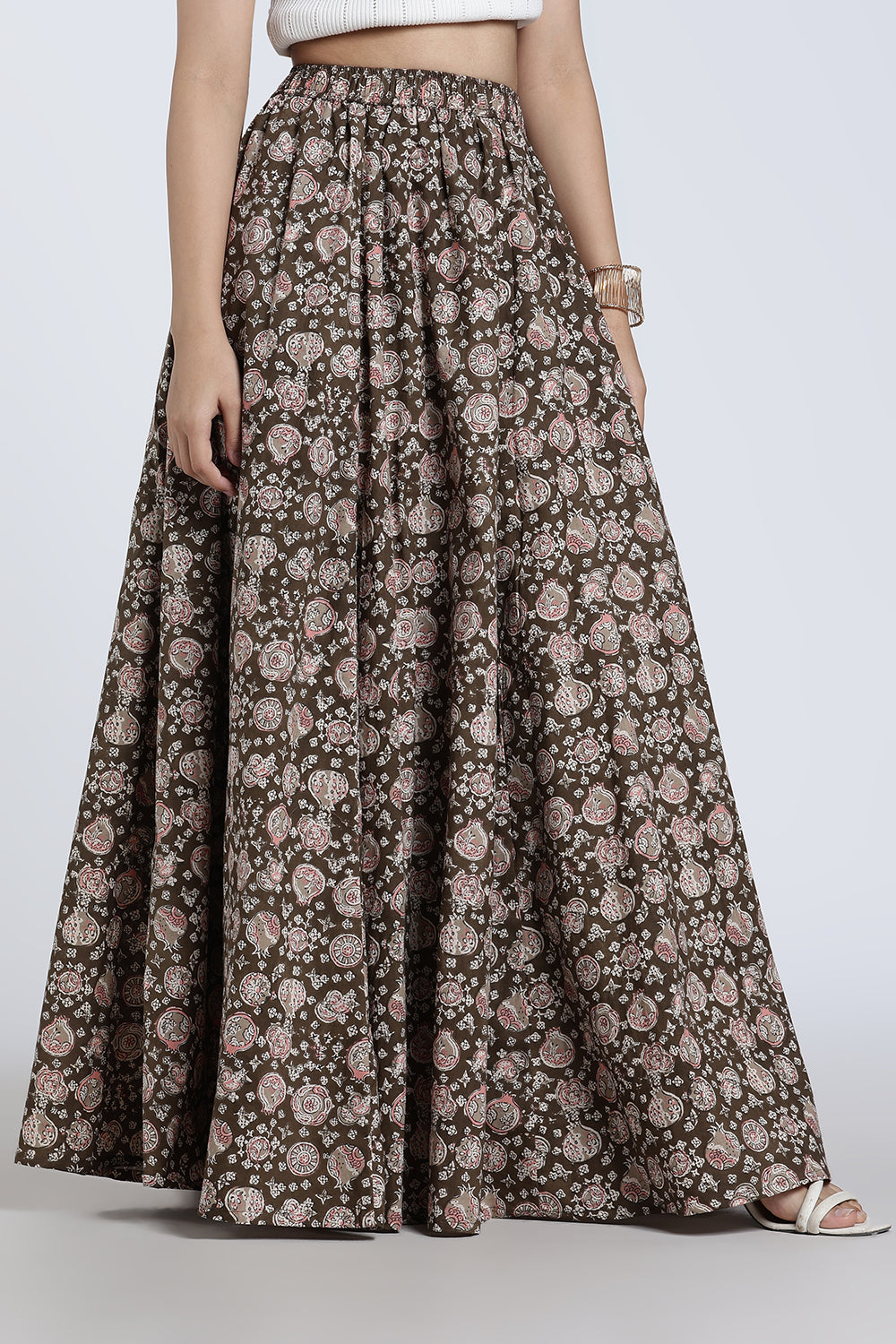 Mythri Women’s Cotton Blend Kali Skirt – Full Length Jaipur Print Flared Ethnic Skirt for Women - SK05