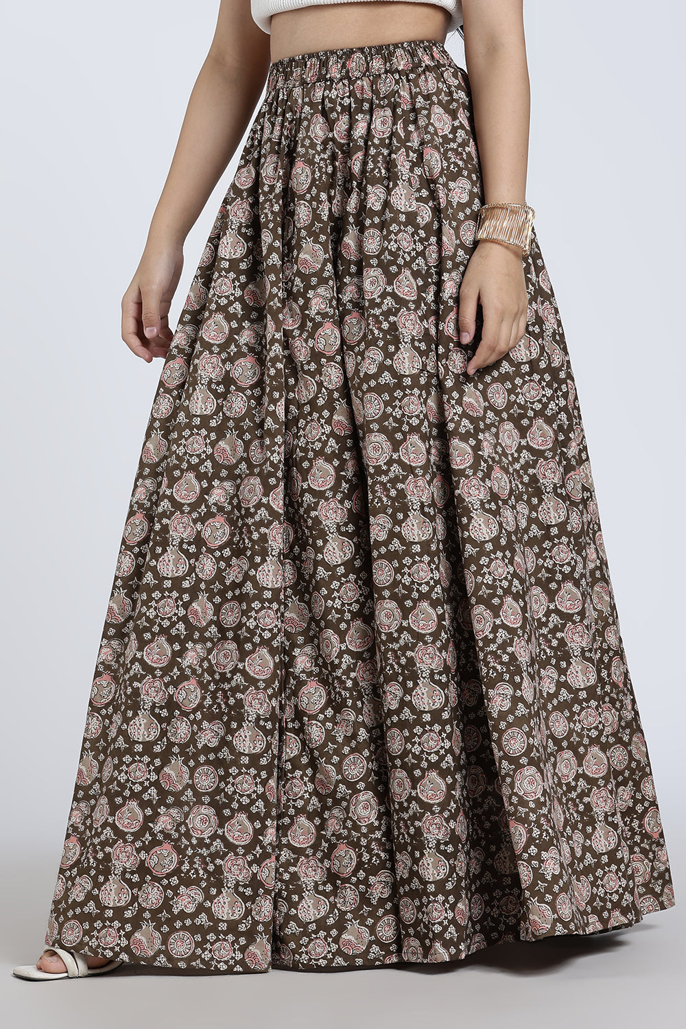 Mythri Women’s Cotton Blend Kali Skirt – Full Length Jaipur Print Flared Ethnic Skirt for Women - SK05