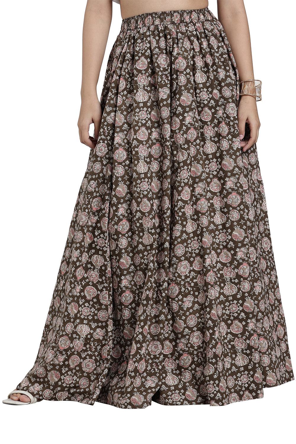 Mythri Women’s Cotton Blend Kali Skirt – Full Length Jaipur Print Flared Ethnic Skirt for Women - SK05