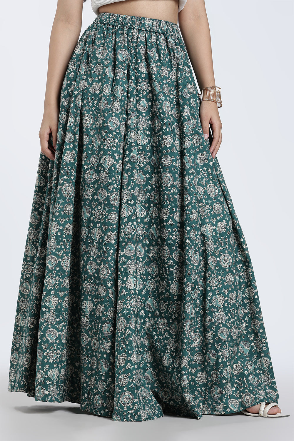 Mythri Women’s Cotton Blend Kali Skirt – Full Length Jaipur Print Flared Ethnic Skirt for Women - SK05