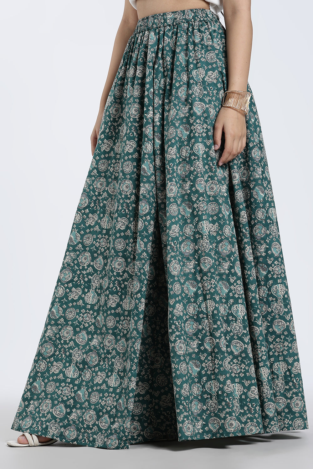 Mythri Women’s Cotton Blend Kali Skirt – Full Length Jaipur Print Flared Ethnic Skirt for Women - SK05