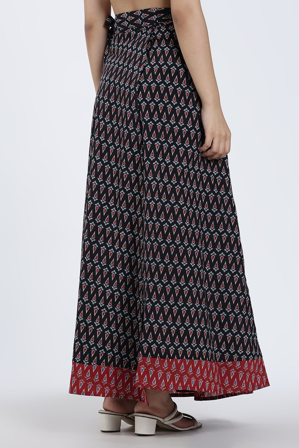 Mythri Women’s Geometric Print Wrap Skirt – Cotton Blend Tie-Up Long Skirt for Women | Indo-Western Casual Wear - SK08