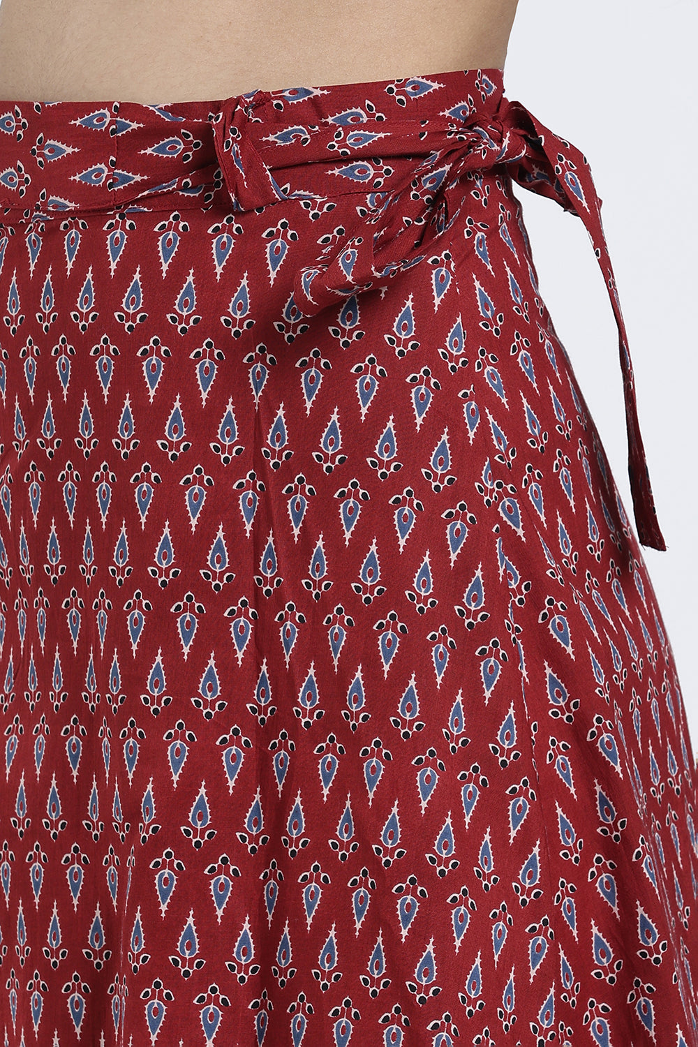 Mythri Women’s Geometric Print Wrap Skirt – Cotton Blend Tie-Up Long Skirt for Women | Indo-Western Casual Wear - SK08