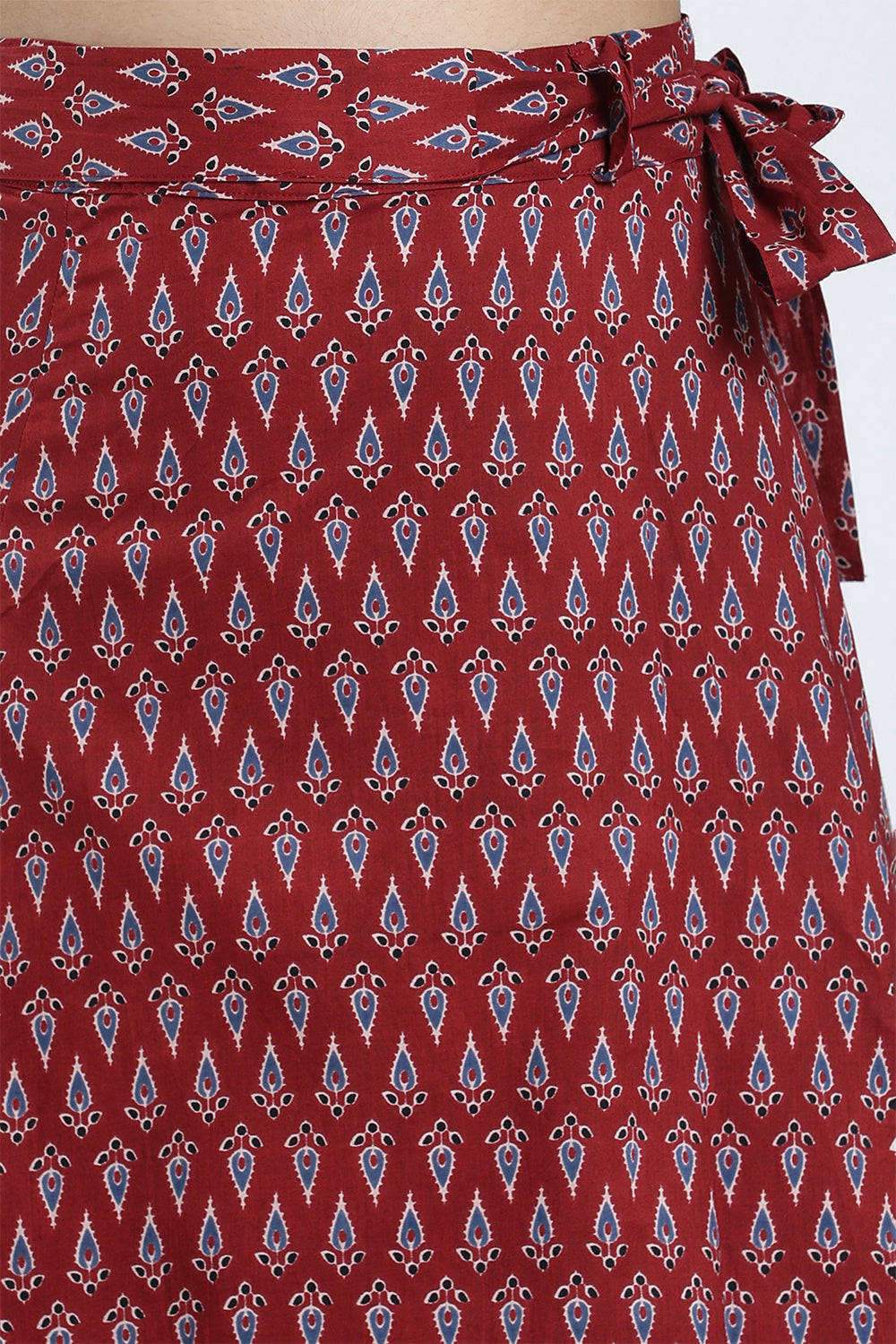Mythri Women’s Geometric Print Wrap Skirt – Cotton Blend Tie-Up Long Skirt for Women | Indo-Western Casual Wear - SK08