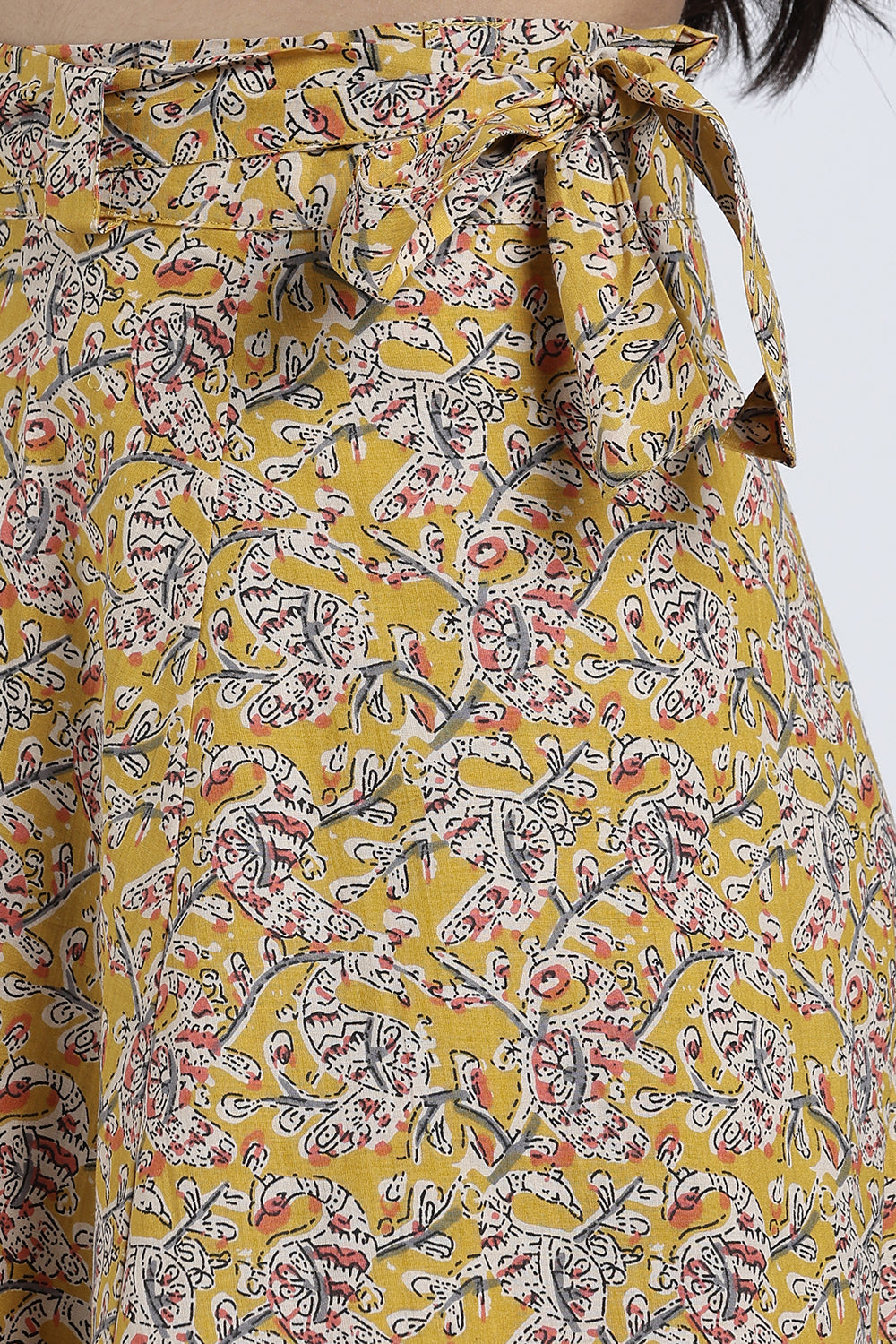 Mythri Women’s Geometric Print Wrap Skirt – Cotton Blend Tie-Up Long Skirt for Women | Indo-Western Casual Wear - SK08