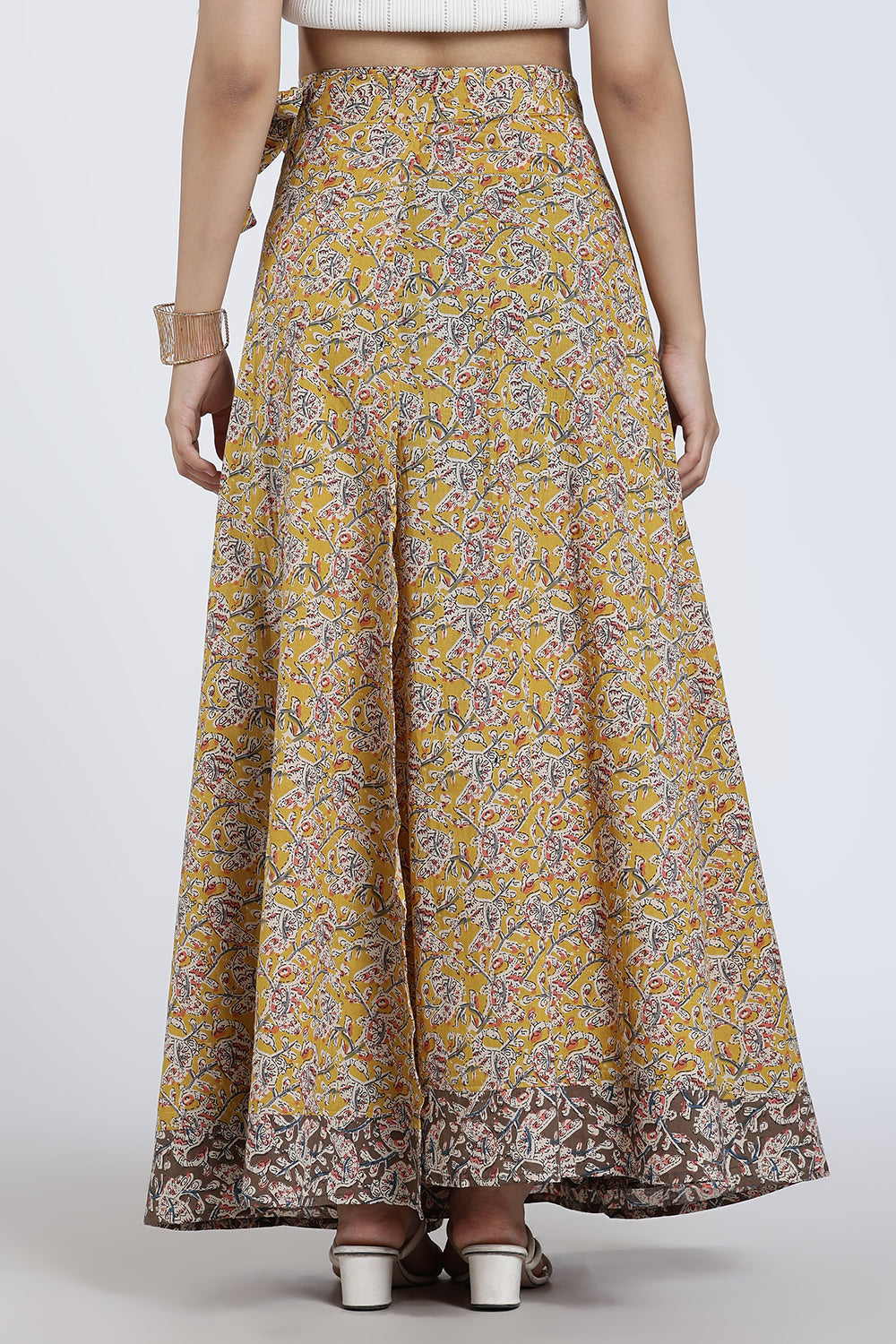 Mythri Women’s Geometric Print Wrap Skirt – Cotton Blend Tie-Up Long Skirt for Women | Indo-Western Casual Wear - SK08
