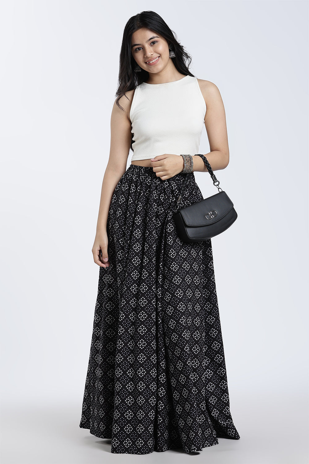 Mythri Women’s Cotton Blend Kali Skirt – Full Length Jaipur Print Flared Ethnic Skirt for Women - SK05
