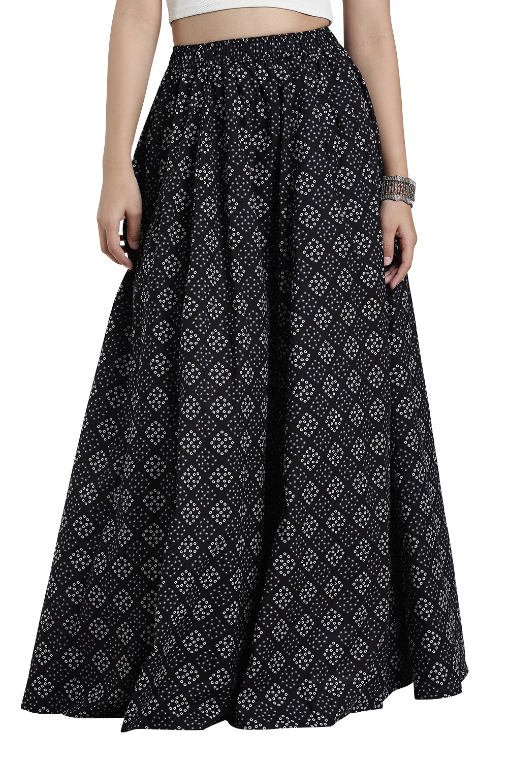 Mythri Women’s Cotton Blend Kali Skirt – Full Length Jaipur Print Flared Ethnic Skirt for Women - SK05
