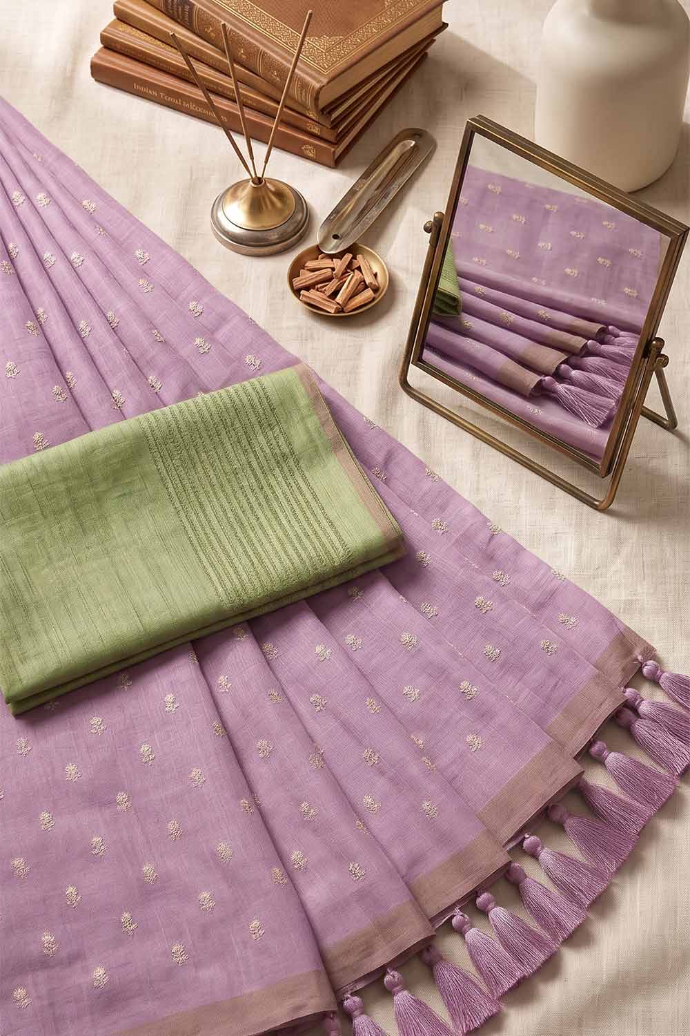 Womens purple Cotton Rich Saree with Blouse – Embroidered Saree for Women | Festive & Party Wear Ethnic Saree - WS03