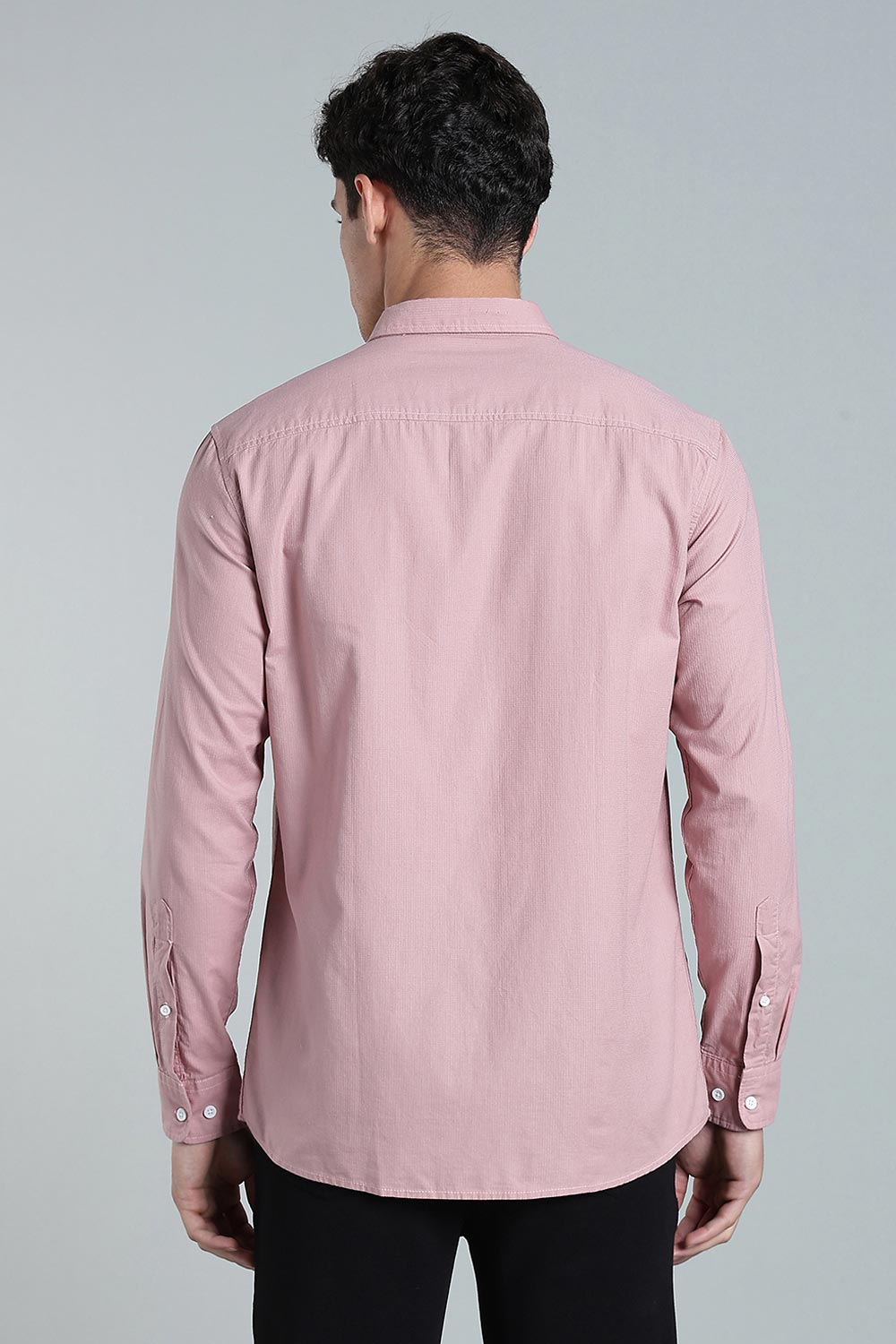 Enhance Men’s Solid Cotton Casual Shirt – Full Sleeves, Patch Pocket & Button Placket - Dark Pink - SA14