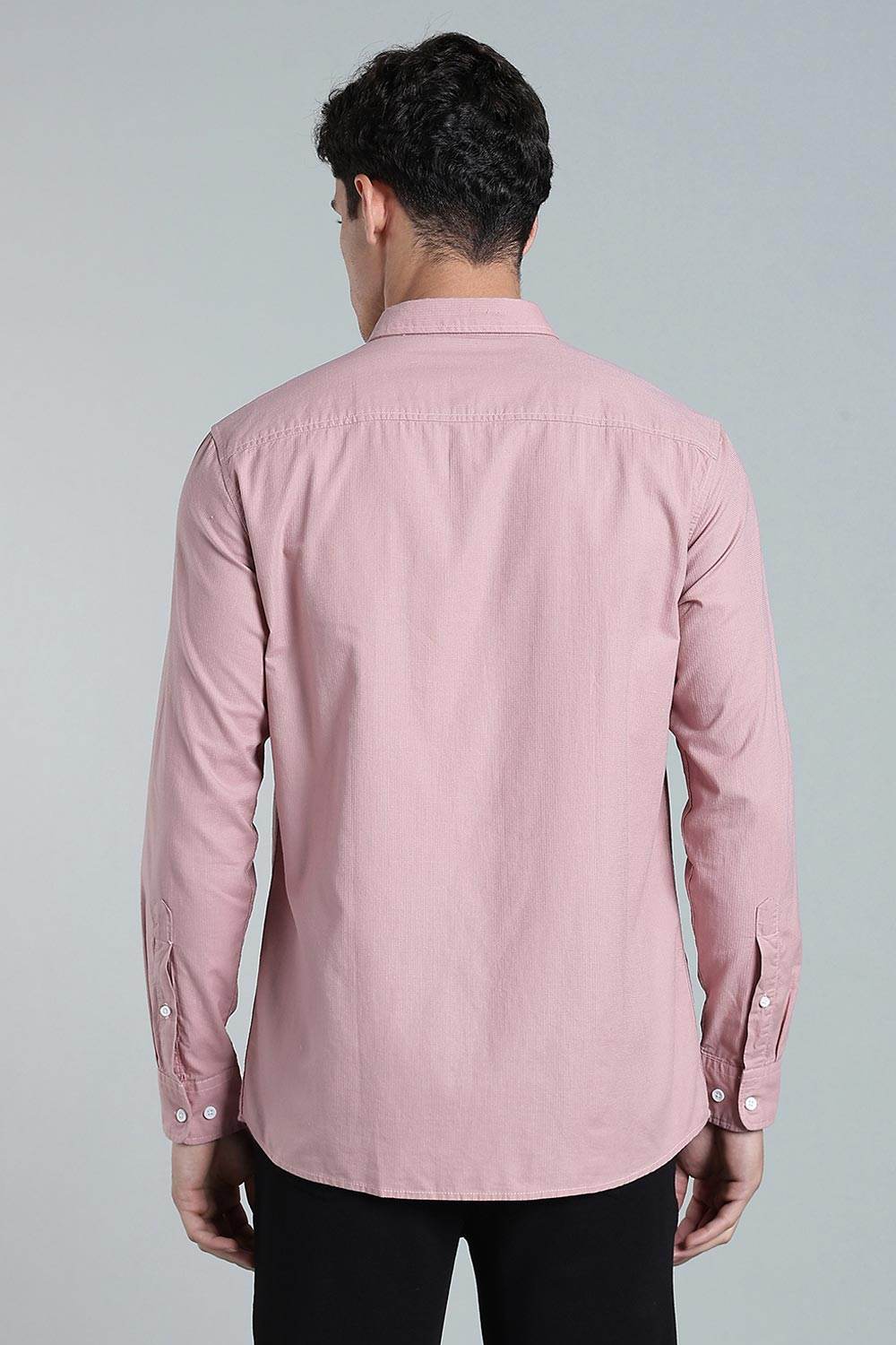 Enhance Men’s Solid Cotton Casual Shirt – Full Sleeves, Patch Pocket & Button Placket - Dark Pink - SA14 - Naidu Hall Family Store