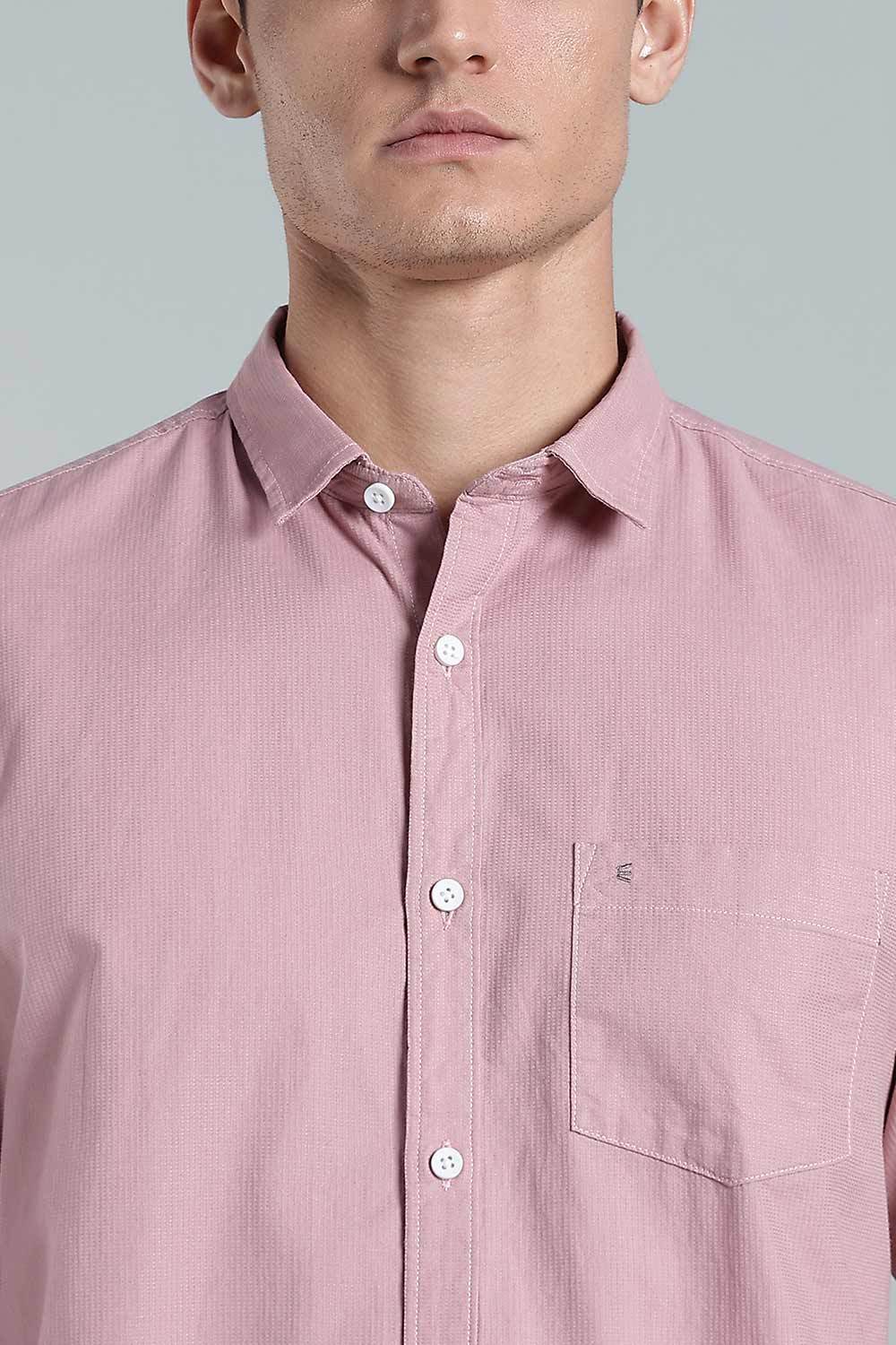 Enhance Men’s Solid Cotton Casual Shirt – Full Sleeves, Patch Pocket & Button Placket - Dark Pink - SA14 - Naidu Hall Family Store