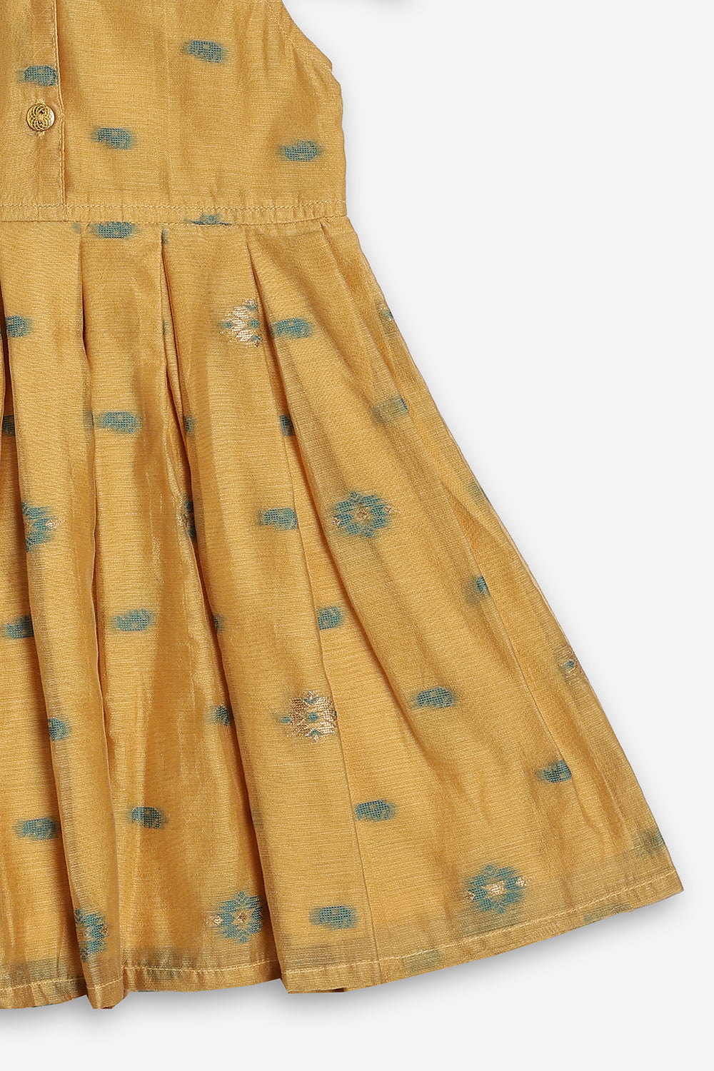 Chittythali Girls Chanderi Ethnic Frock | Peter Pan Collar Dress for Girls | Front Open Party Wear Frock | Traditional Kids Dress for Festive, Wedding & Occasion Wear - FR26