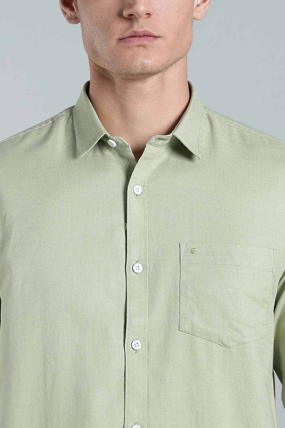Enhance Men’s Solid Cotton Casual Shirt – Full Sleeves, Patch Pocket & Button Placket - Green - SA15 - Naidu Hall Family Store