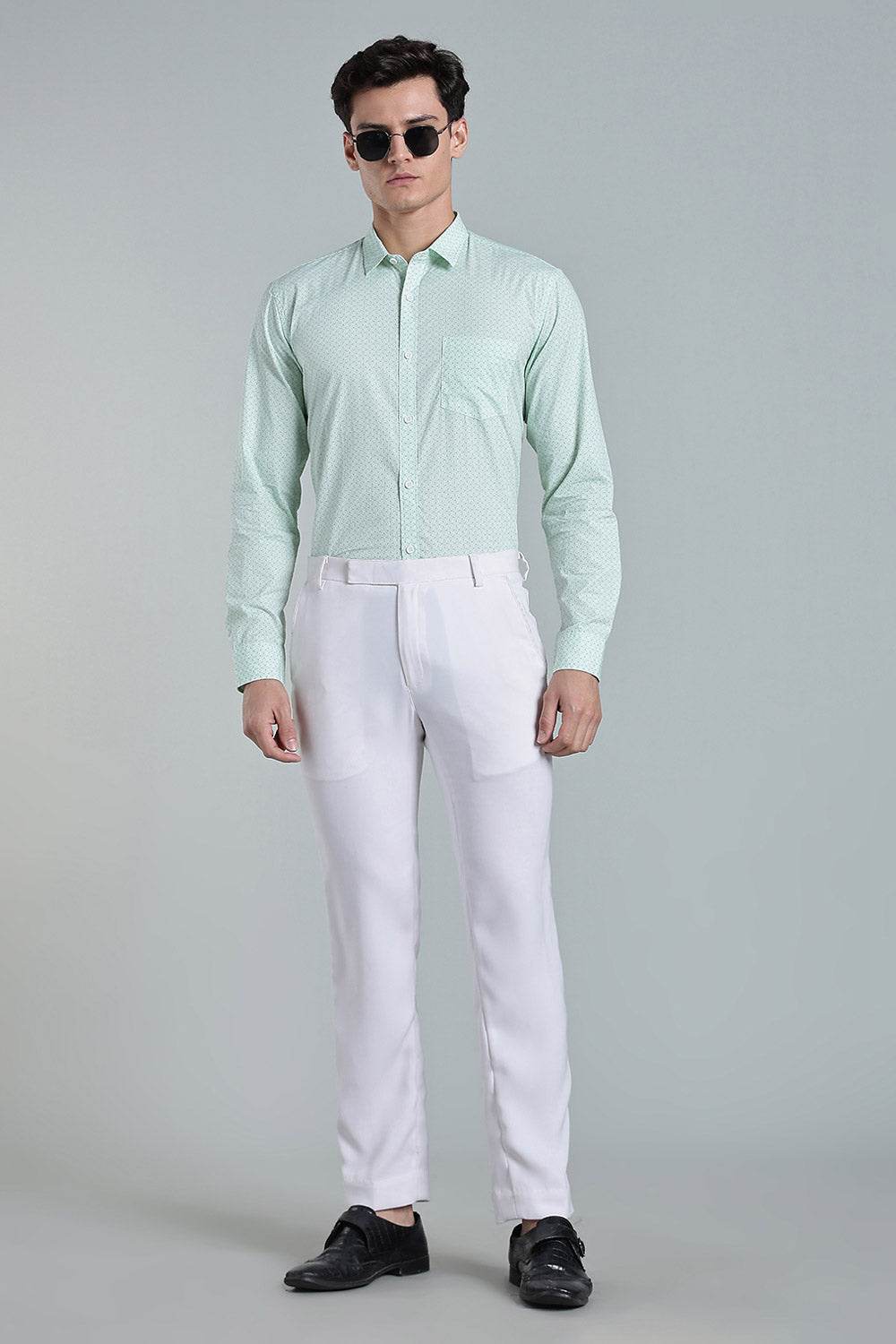 Enhance Men’s Printed Cotton Casual Shirt – Full Sleeves with Button Cuffs & Patch Pocket - Green - SA11 - Naidu Hall Family Store