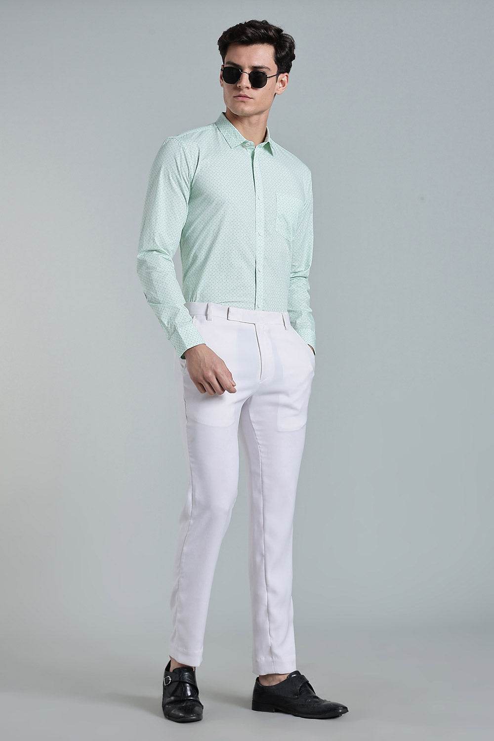 Enhance Men’s Printed Cotton Casual Shirt – Full Sleeves with Button Cuffs & Patch Pocket - Green - SA11 - Naidu Hall Family Store