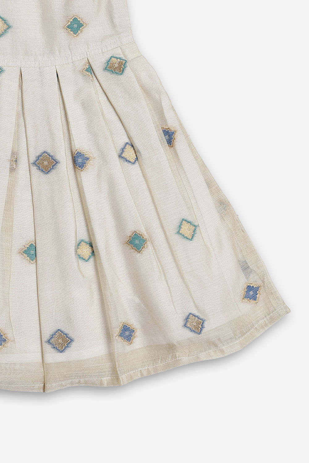 Chittythali Girls Chanderi Ethnic Frock | Peter Pan Collar Dress for Girls | Front Open Party Wear Frock | Traditional Kids Dress for Festive, Wedding & Occasion Wear - FR26