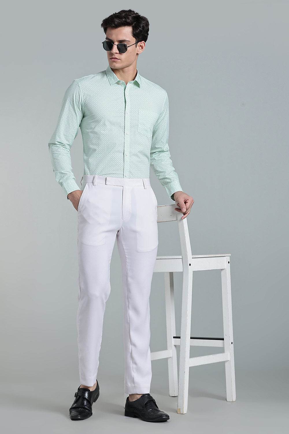 Enhance Men’s Printed Cotton Casual Shirt – Full Sleeves with Button Cuffs & Patch Pocket - Green - SA11 - Naidu Hall Family Store