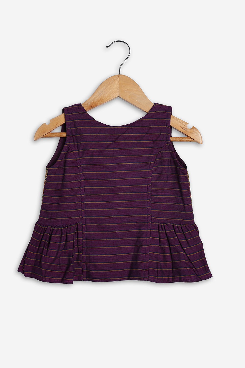 Chittythali Girls Handloom Kanchi Cotton Striped Pavadai Set | Traditional Front Open Top & Kali Skirt | Ethnic Wear for Girls | Temple, Festive, Wedding & Occasion Wear - PS18