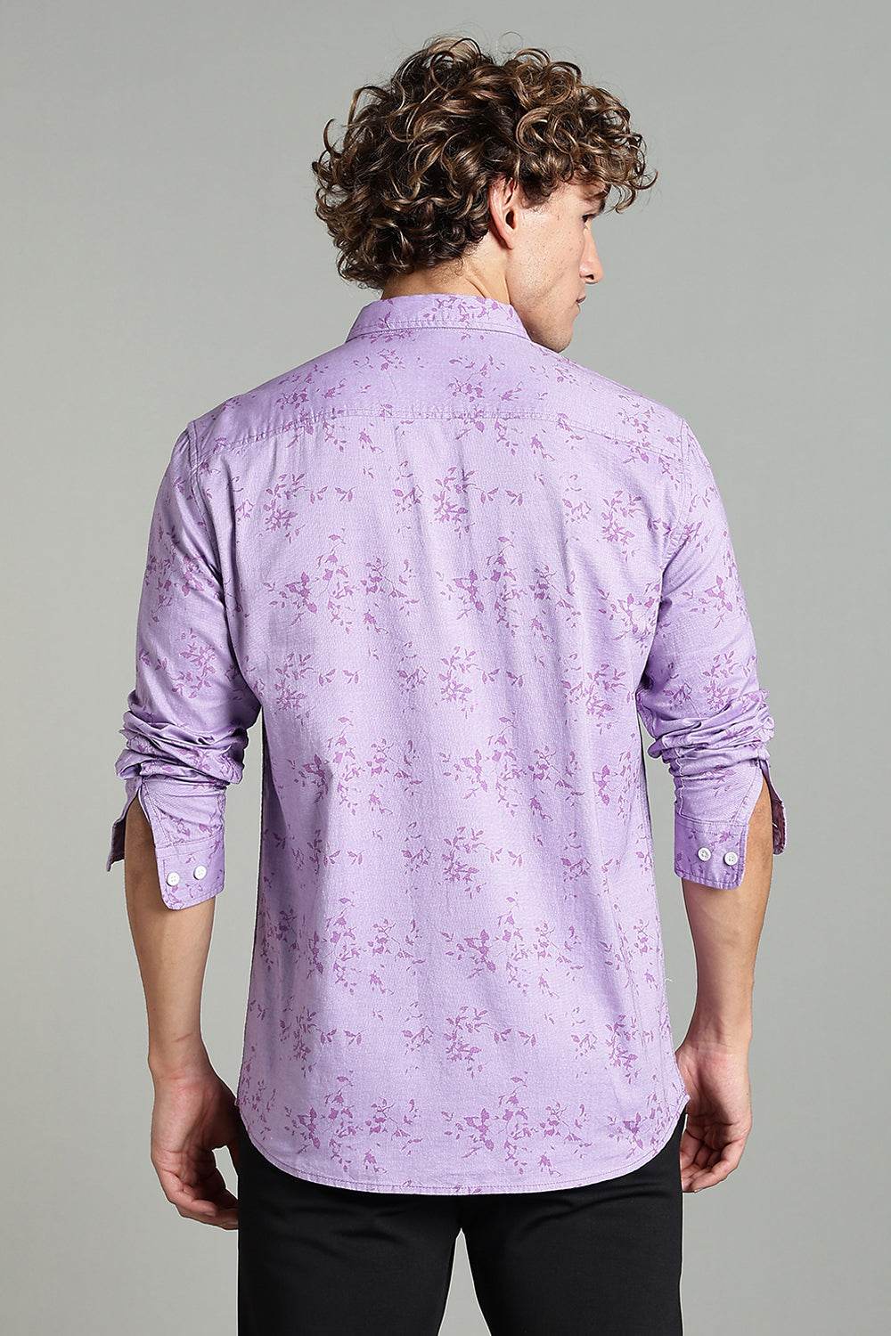 Enhance Men’s Printed Casual Shirt – Full Sleeves with Patch Pocket and Button Cuffs - Purple - SA01 - Naidu Hall Family Store
