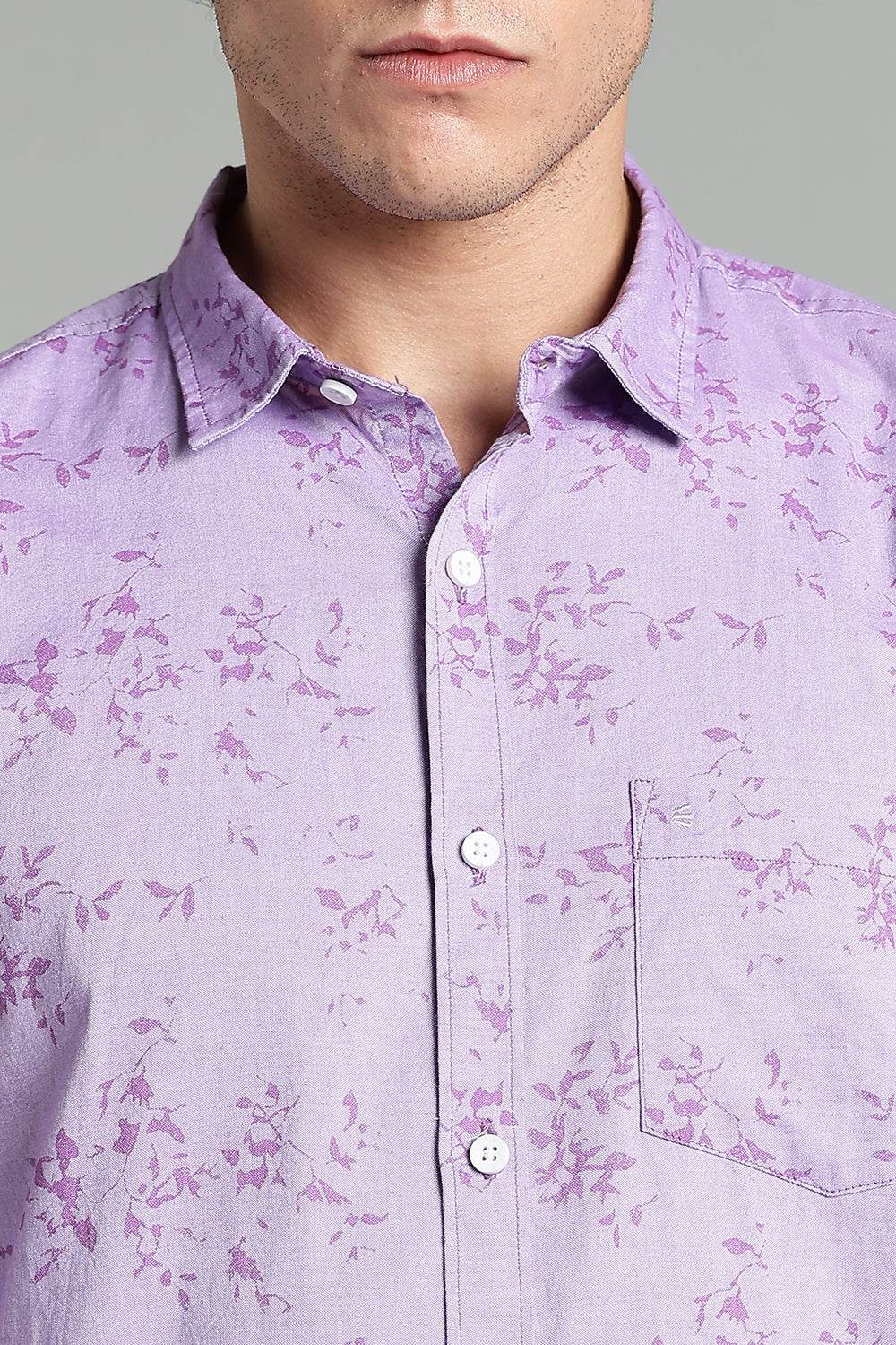 Enhance Men’s Printed Casual Shirt – Full Sleeves with Patch Pocket and Button Cuffs - Purple - SA01 - Naidu Hall Family Store