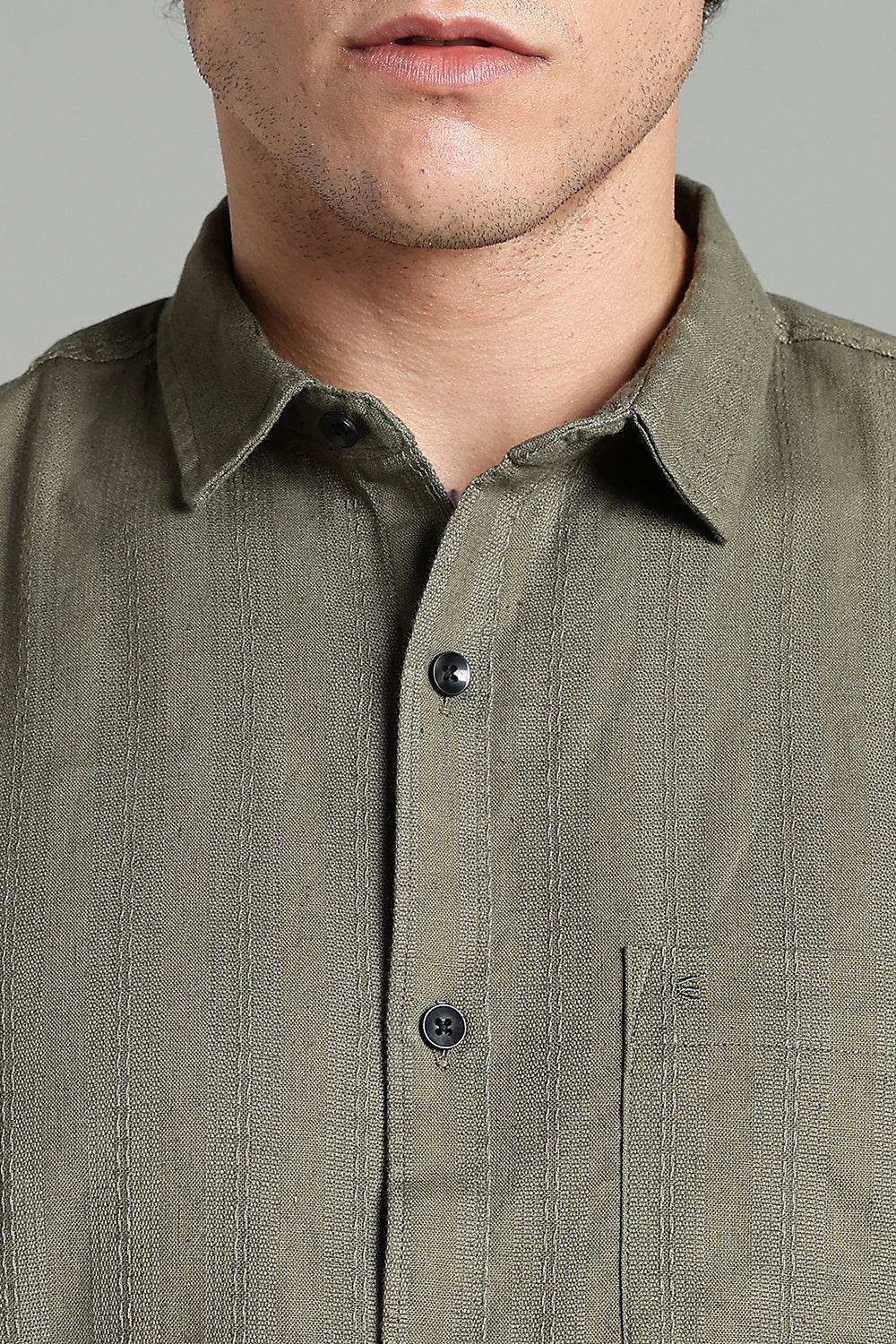 Enhance Men’s Printed Casual Shirt – Full Sleeves with Patch Pocket and Button Cuffs - Green - SA08 - Naidu Hall Family Store