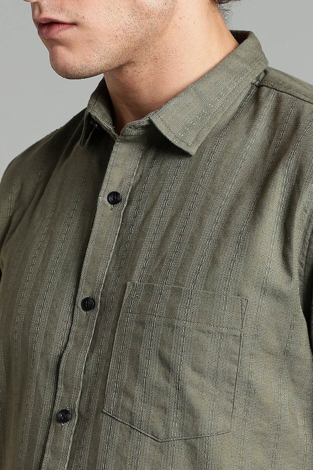 Enhance Men’s Printed Casual Shirt – Full Sleeves with Patch Pocket and Button Cuffs - Green - SA08 - Naidu Hall Family Store