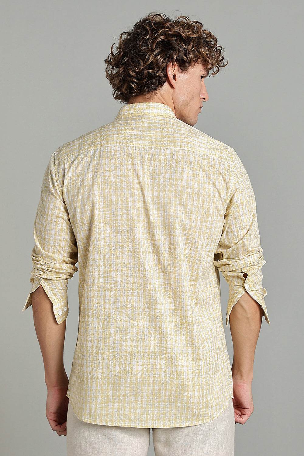 Enhance Men’s Printed Casual Shirt – Full Sleeves with Patch Pocket and Button Cuffs - Yellow - SA07 - Naidu Hall Family Store