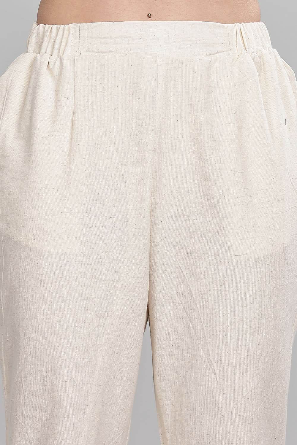 Mythri Trendy Women's Straight Pants with Adjustable Drawstrings & Bottom Slit Perfect Fit - Off White - P002 - Naidu Hall Family Store