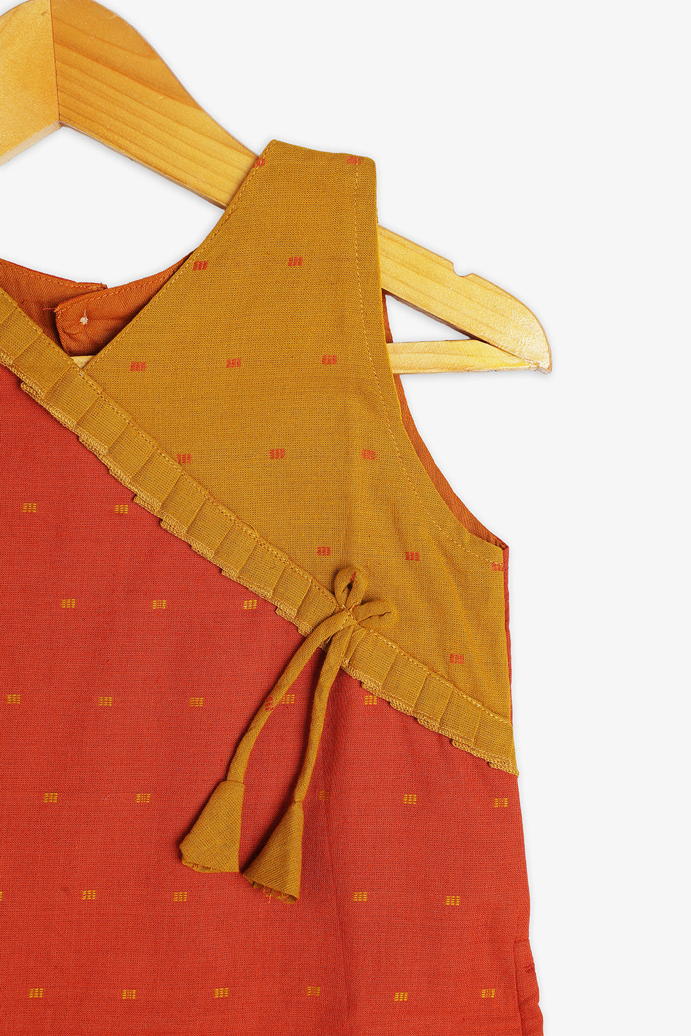 Chittythalli Girls Kalamkari Silk Cotton Slub Pavadai Set - Traditional Ethnic Wear-RUST-PS72