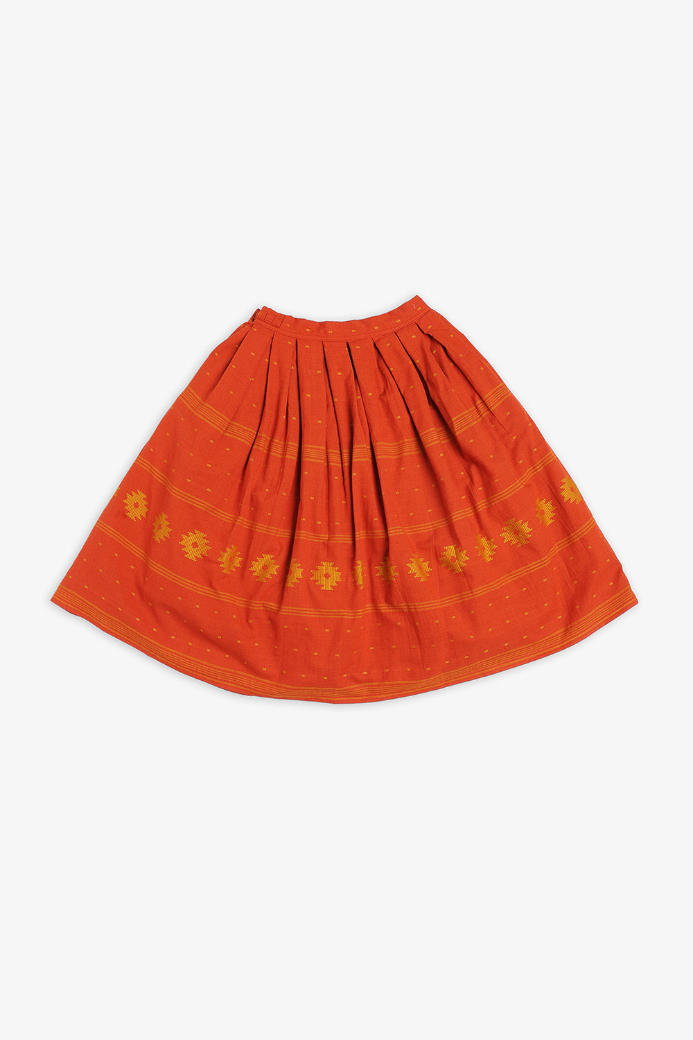 Chittythalli Girls Kalamkari Silk Cotton Slub Pavadai Set - Traditional Ethnic Wear-RUST-PS72