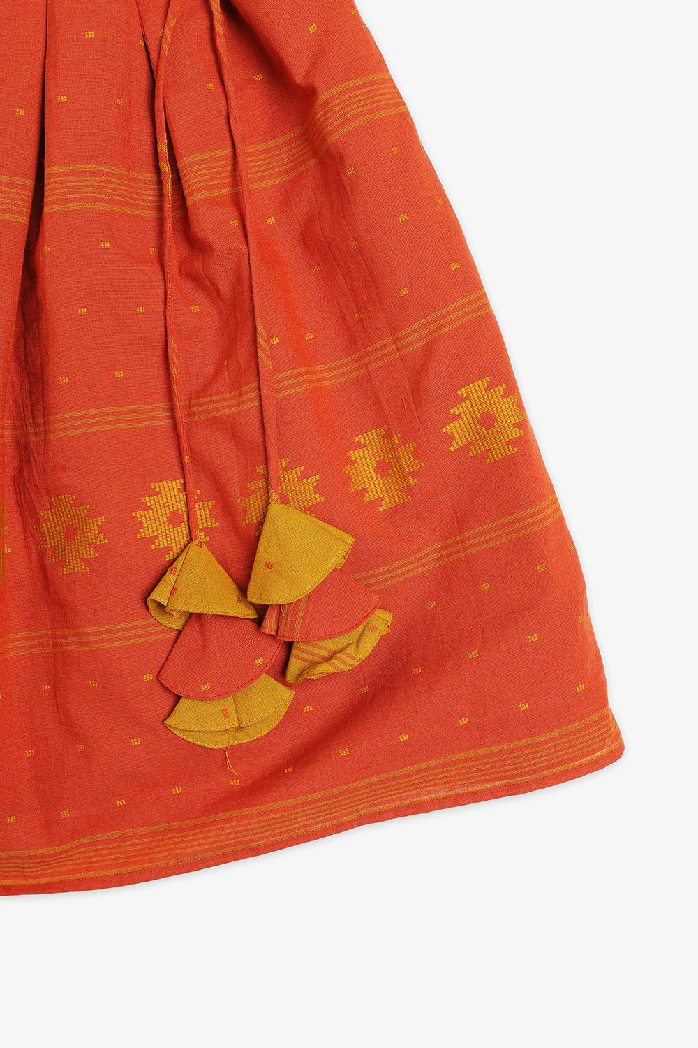 Chittythalli Girls Kalamkari Silk Cotton Slub Pavadai Set - Traditional Ethnic Wear-RUST-PS72