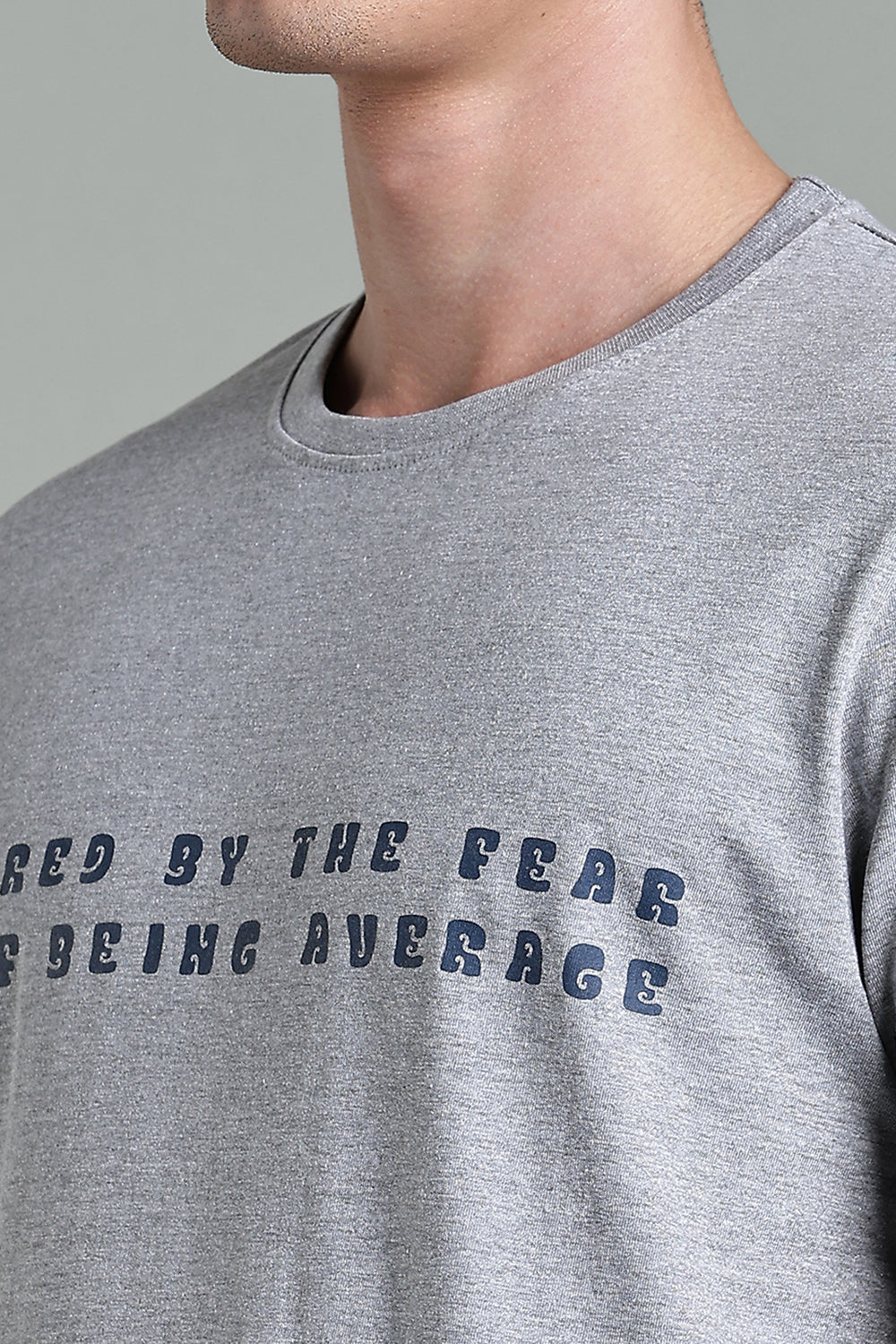 Enhance Men's Cotton Typography T-Shirt Inspired by the Fear Round Neck Half Sleeve Casual Wear - Grey - T113