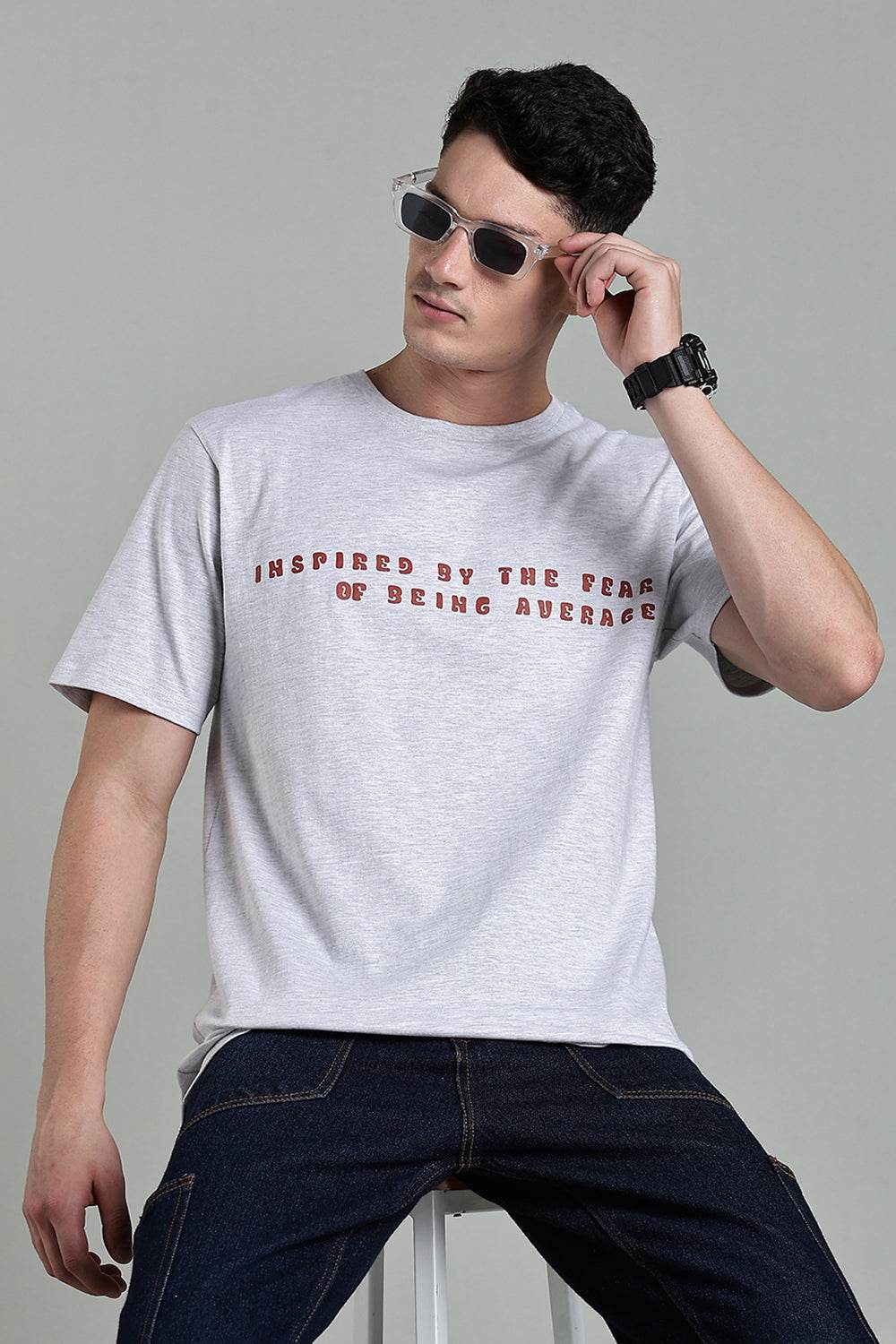 Enhance Men's Cotton Typography T-Shirt Inspired by the Fear Round Neck Half Sleeve Casual Wear - White - T114 - Naidu Hall Family Store