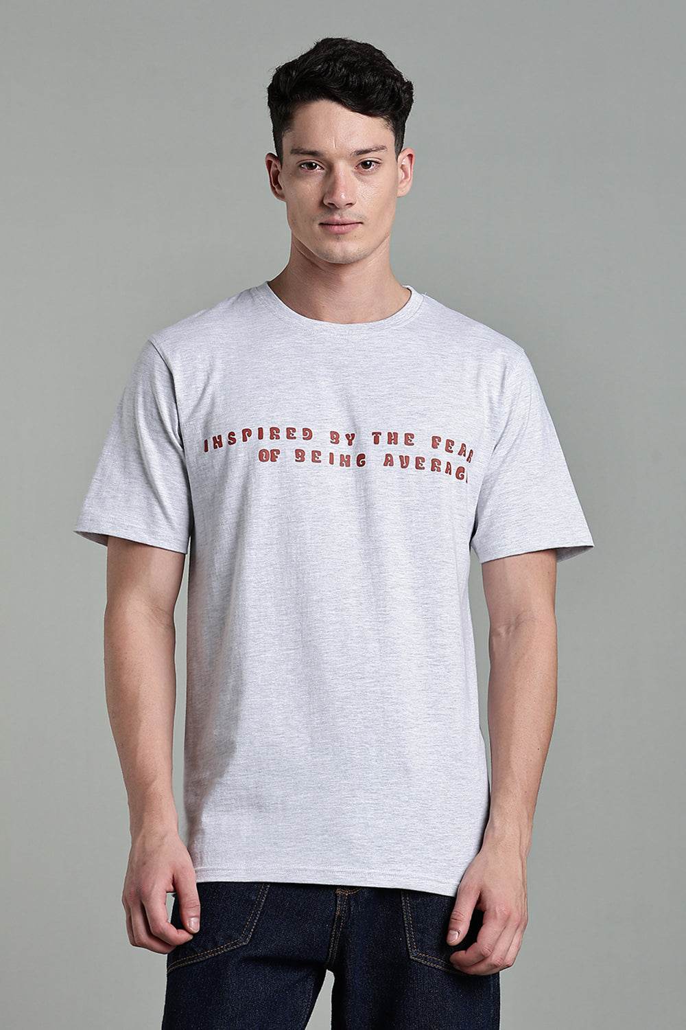 Enhance Men's Cotton Typography T-Shirt Inspired by the Fear Round Neck Half Sleeve Casual Wear - White - T114 - Naidu Hall Family Store