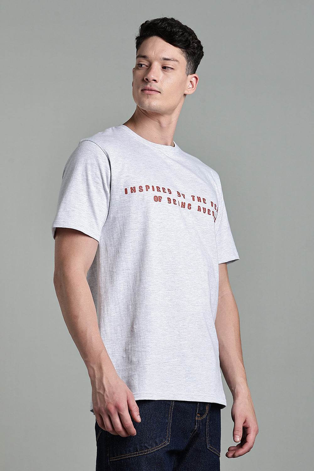 Enhance Men's Cotton Typography T-Shirt Inspired by the Fear Round Neck Half Sleeve Casual Wear - White - T114 - Naidu Hall Family Store
