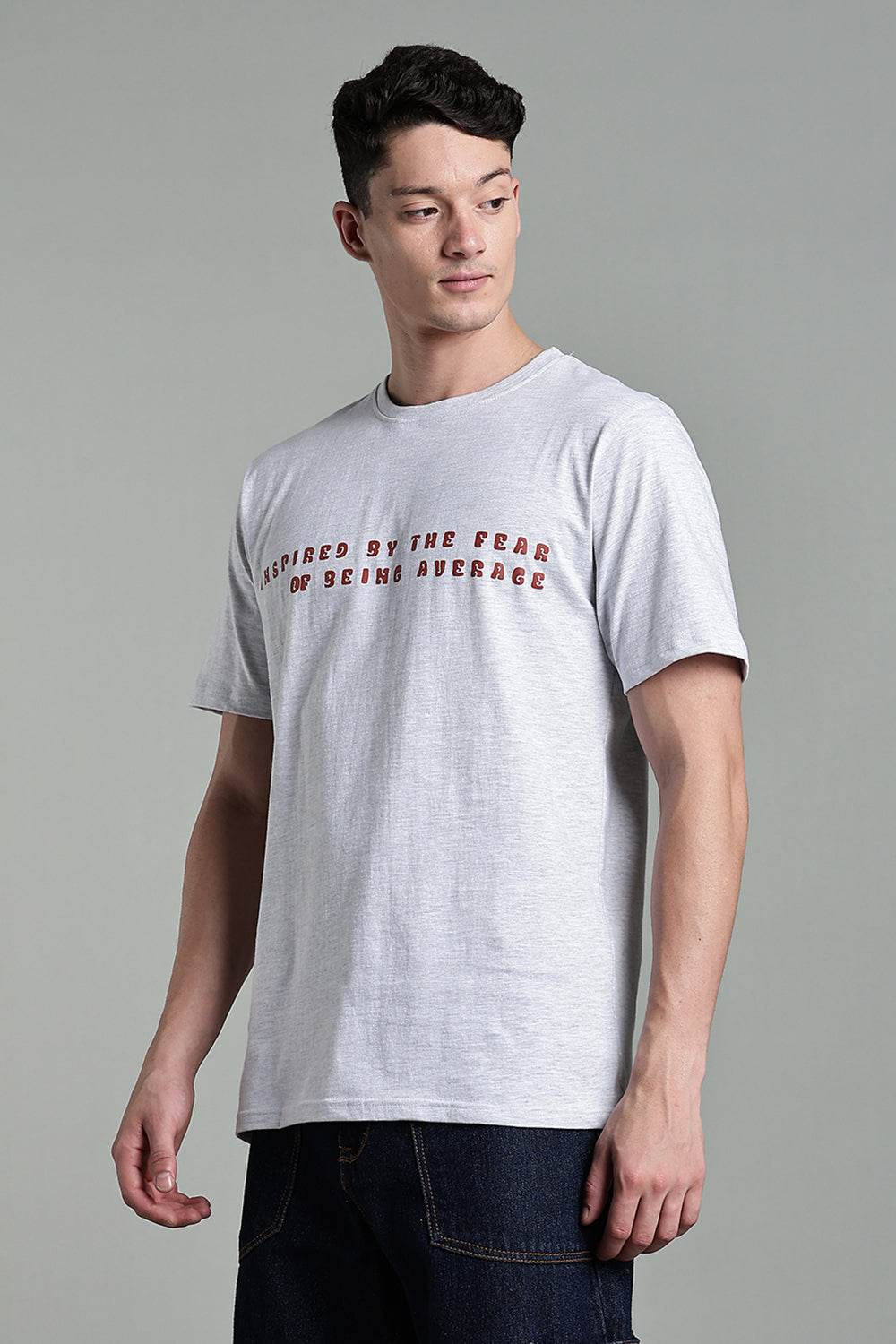 Enhance Men's Cotton Typography T-Shirt Inspired by the Fear Round Neck Half Sleeve Casual Wear - White - T114 - Naidu Hall Family Store