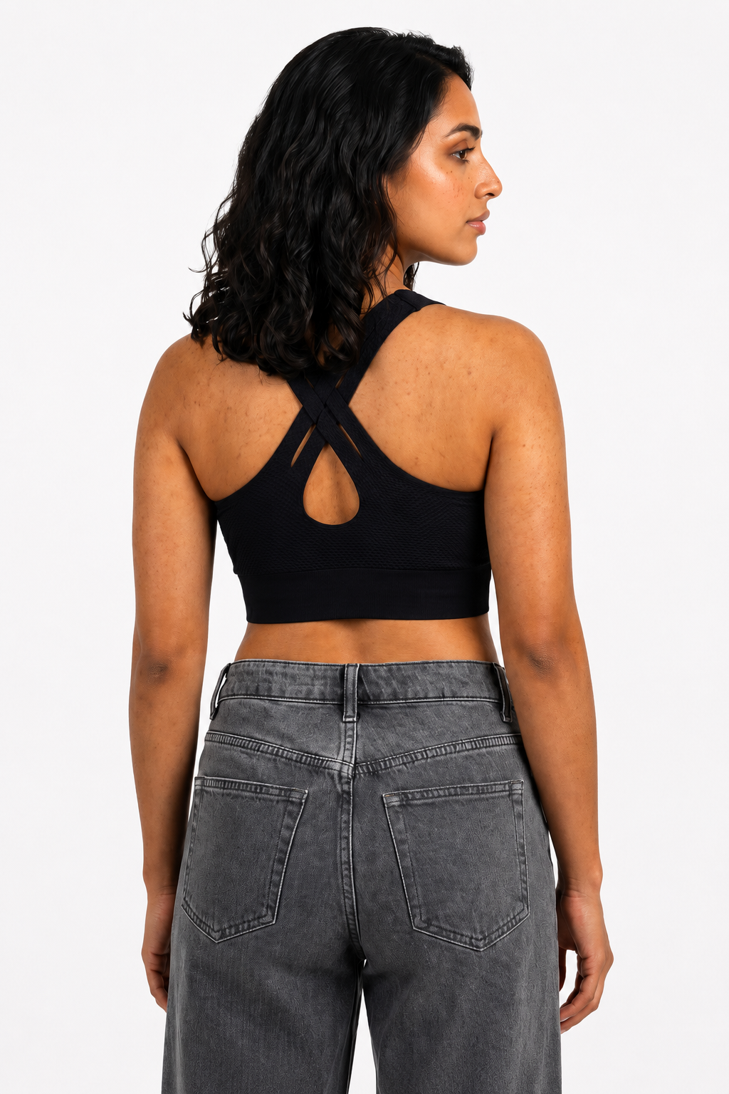 Women's Seamless Sports Bra | Non-Wired Full Coverage Padded Modal Razorback Bra for Women | Medium Impact Activewear & Everyday Comfort - 618