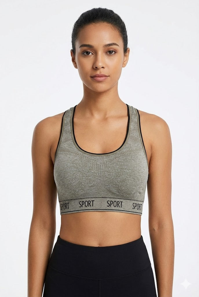 Padded Sports Bra for Women & Teen Girls – Seamless Non Wired Cotton Blend Gym Bra | Removable Pads Sweat Absorbent Workout & Training Bra - 6793