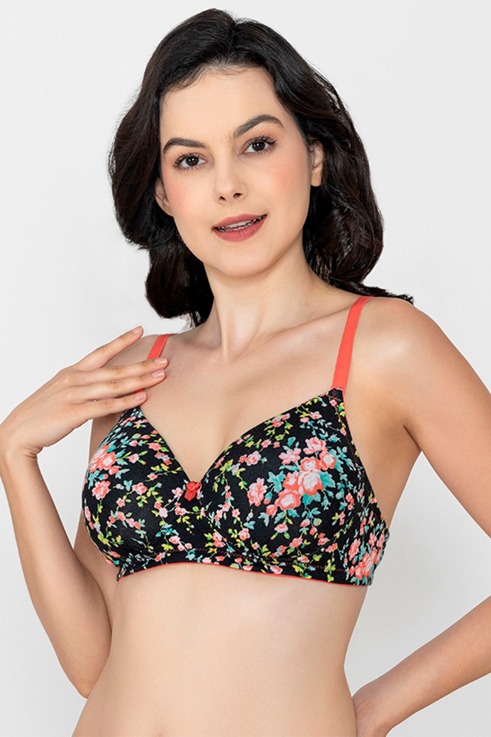B’ZAR Multi-Floral Printed Bra for Women – Full Coverage Non-Wired Lightly Padded Bra | Comfortable Everyday Wear Bra - BZB1133